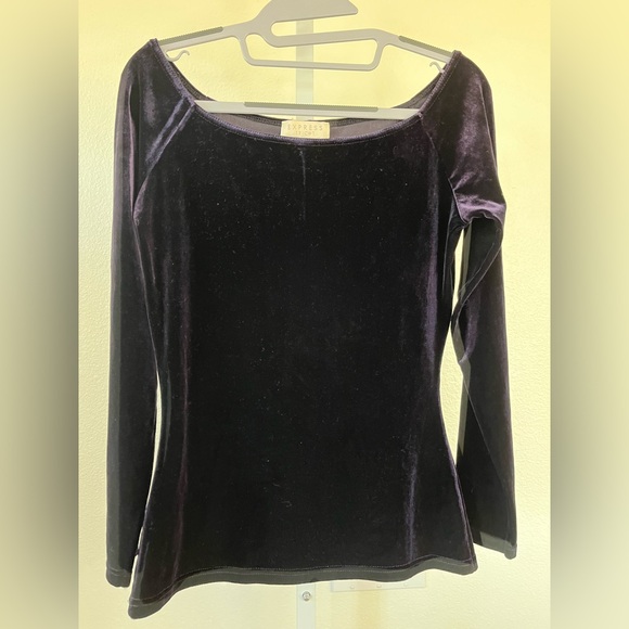 Express Tops - Express Women's Deep Purple Velvet Bodysuit
